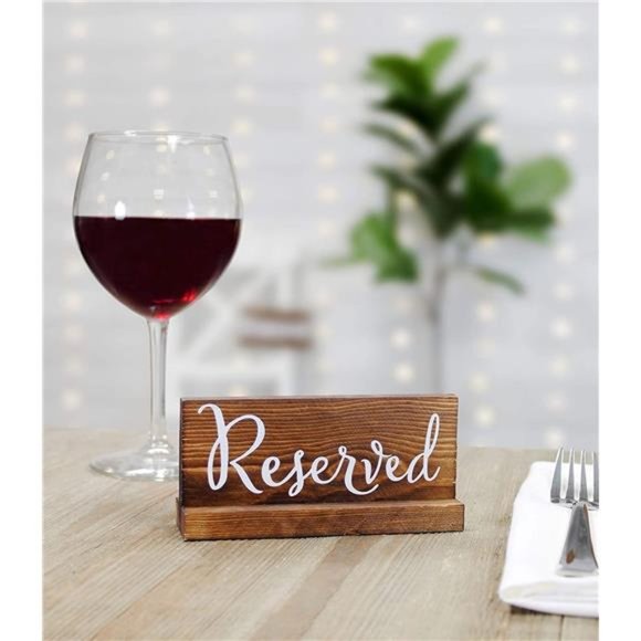 Wooden Reserved Signs for Tables (6-Pack, Brown); Rustic Real Table Signs - Picture 3 of 7